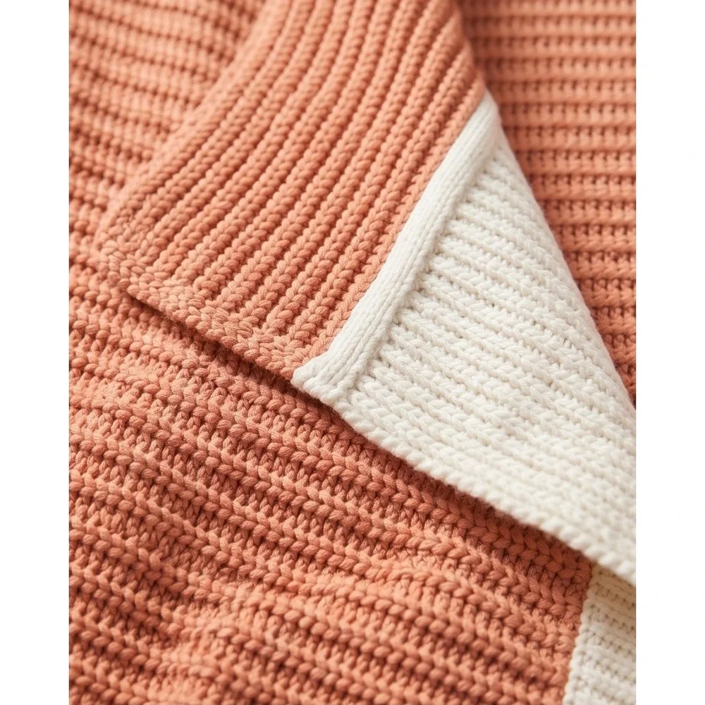 St John L Peach Pink Silk Blend Ribbed Knit Open Front‎ Cardigan Vest Large